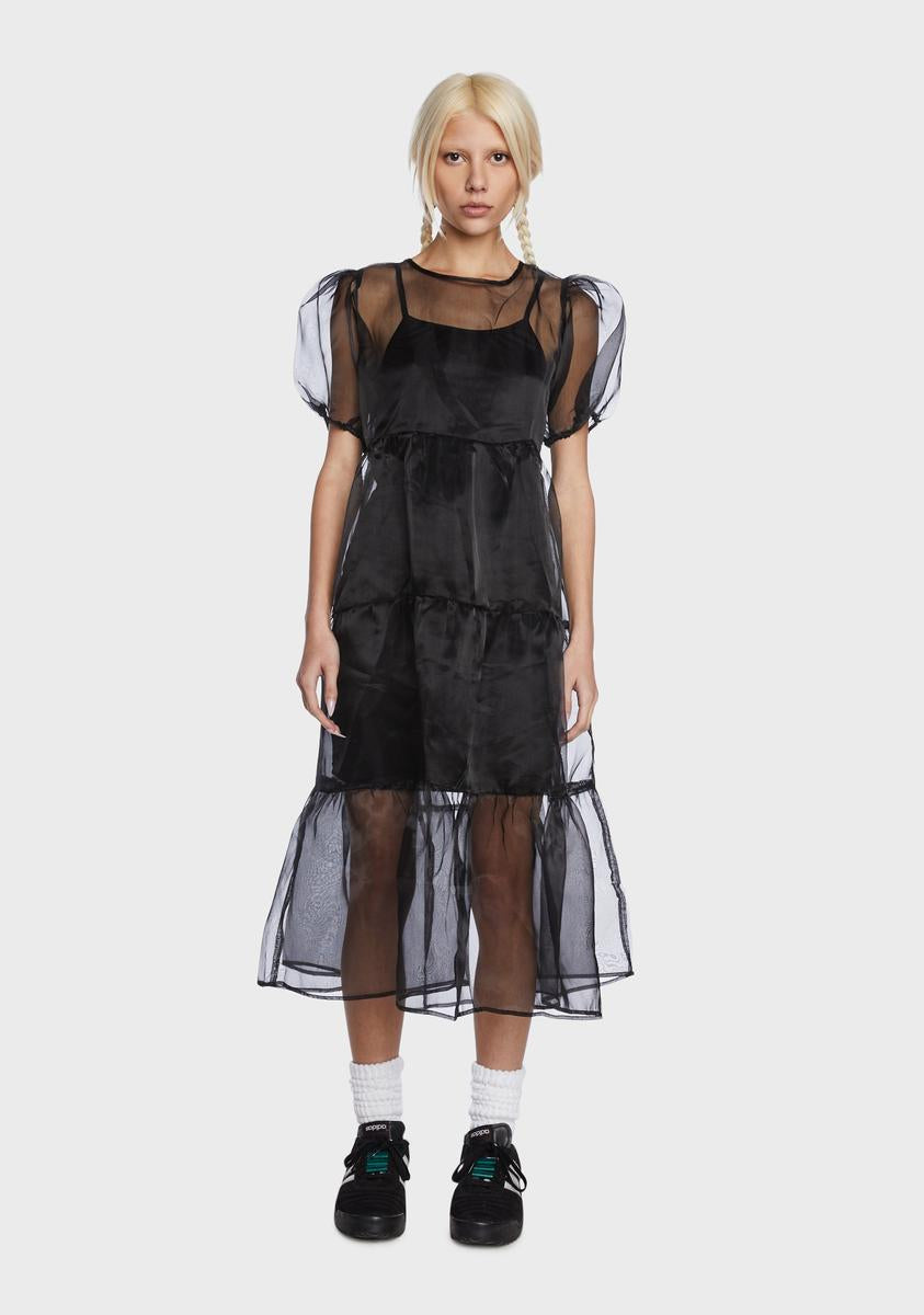 daisy street midi dress Daisy Street Organza Puffy Midi Dress
