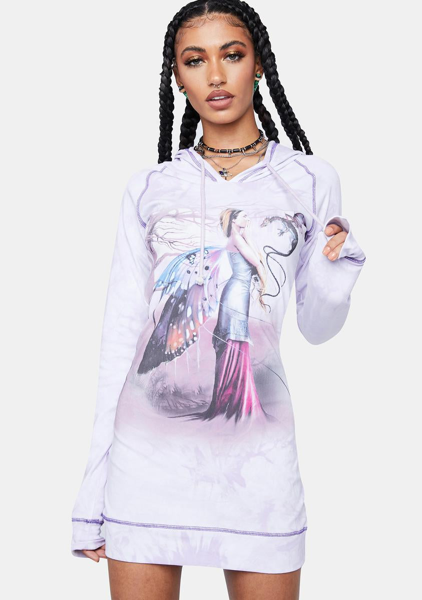 Dolls Kill X The Mountain Dragon Fairy Hooded Mini Dress