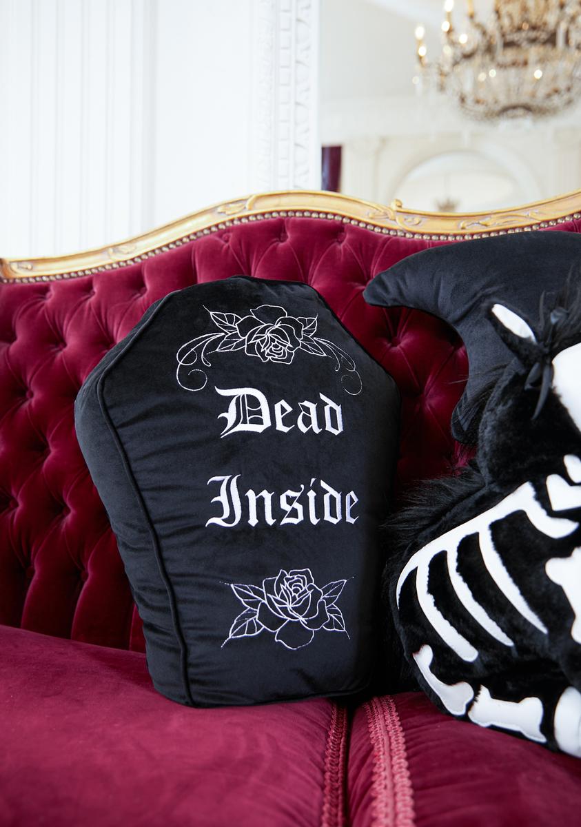Dolls Home Dead Inside Velour Gravestone Pillow Black Dolls Kill