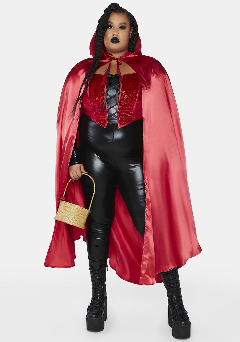 Plus Size Riding Hood Costume Set - Dark Red/Black  Dolls Kill