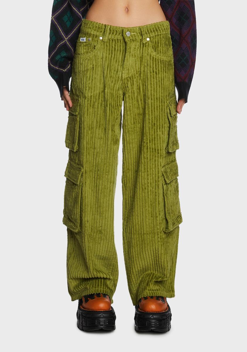 The Ragged Priest Low Rise Corduroy Cargo Pants - Lime – Dolls Kill