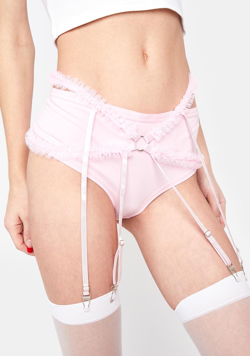 Ruffle O-Ring Garter Belt - Pink  Dolls Kill