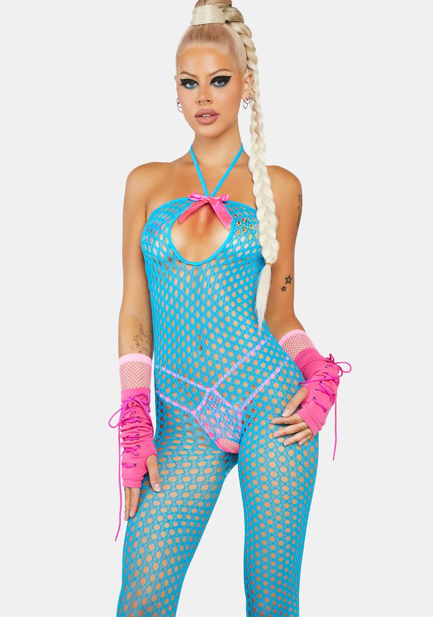 Sheer Crochet Halter Open Crotch Fishnet Bodystocking - Blue Dolls Kill Sheer Crochet Halter Open Crotch Fishnet Bodystocking - Blue Dolls Kill