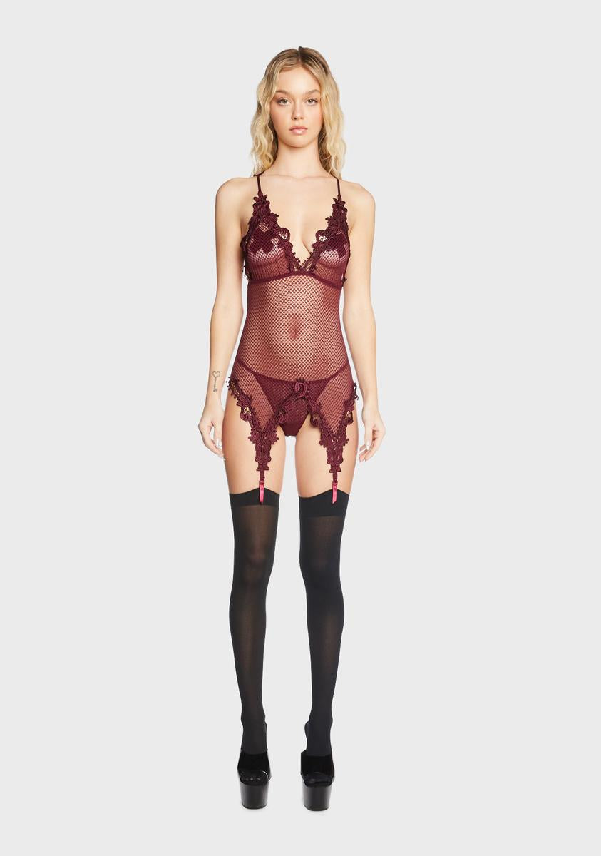 Sheer Mesh Slip Lingerie Set