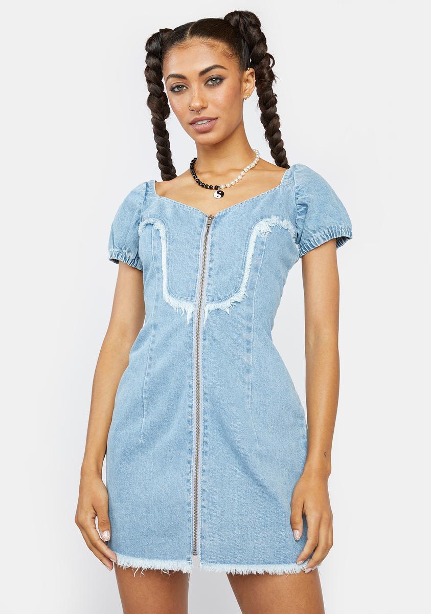 Milk It Badlands Recycled Denim Dress – Dolls Kill