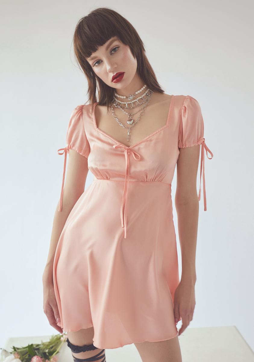 Current Mood Satin Puff Sleeve Babydoll Dress Current Mood Satin Puff Sleeve Babydoll Dress