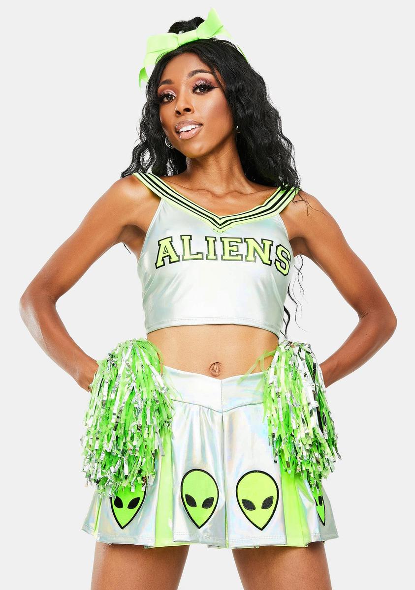 Dolls Kill Halloween Alien Cheerleader Costume Silver
