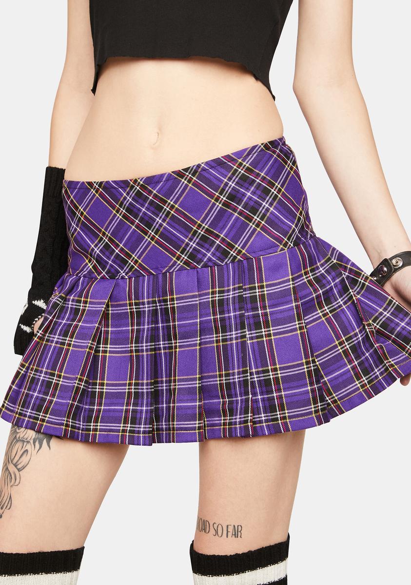 Gothic Skirt Blue And Purple Plaid Skirt Tripp NYC Woven Purple
