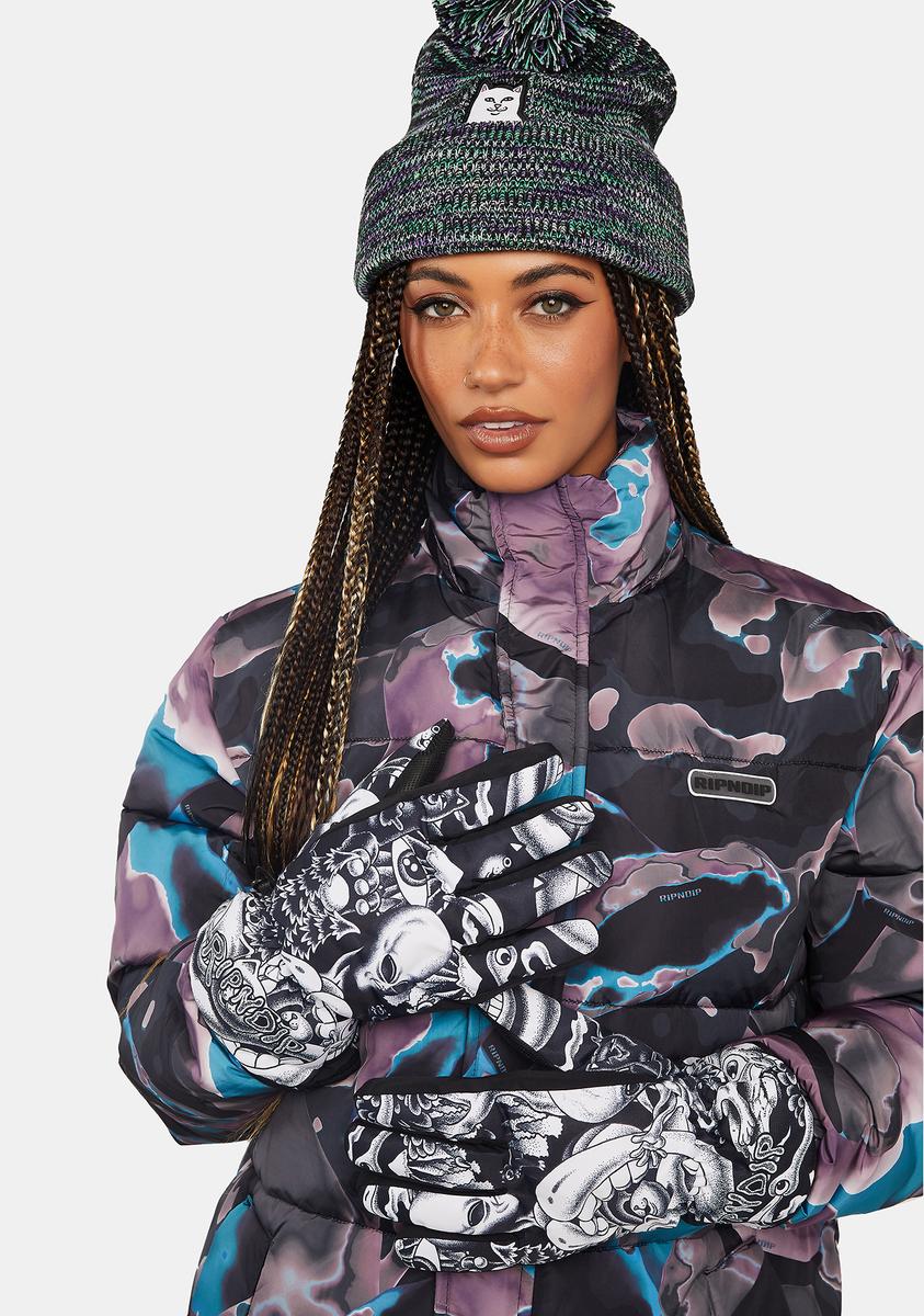 RIPNDIP Trippy Print Waterproof Snow Gloves Black Dolls Kill