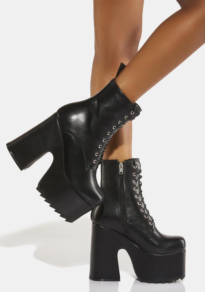 Chunky platform heel boots sales