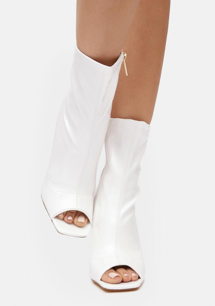 Womens Boots Peep Toe Ankle Boots Low Heel Peep Toe Patent Vegan