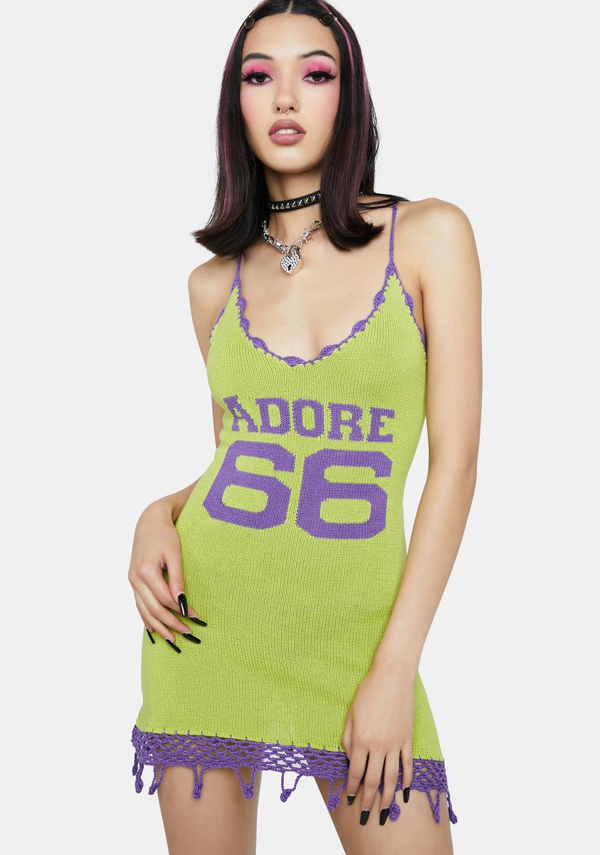 NGOrder Adore 66 Crochet Mini Dress - Green/Purple Dolls Kill NGOrder Adore 66 Crochet Mini Dress - Green/Purple Dolls Kill