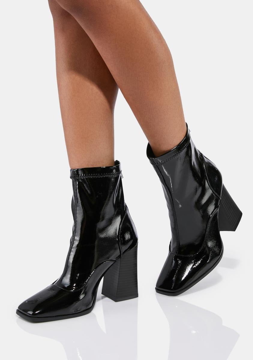 Square up patent faux leather boot Clearance