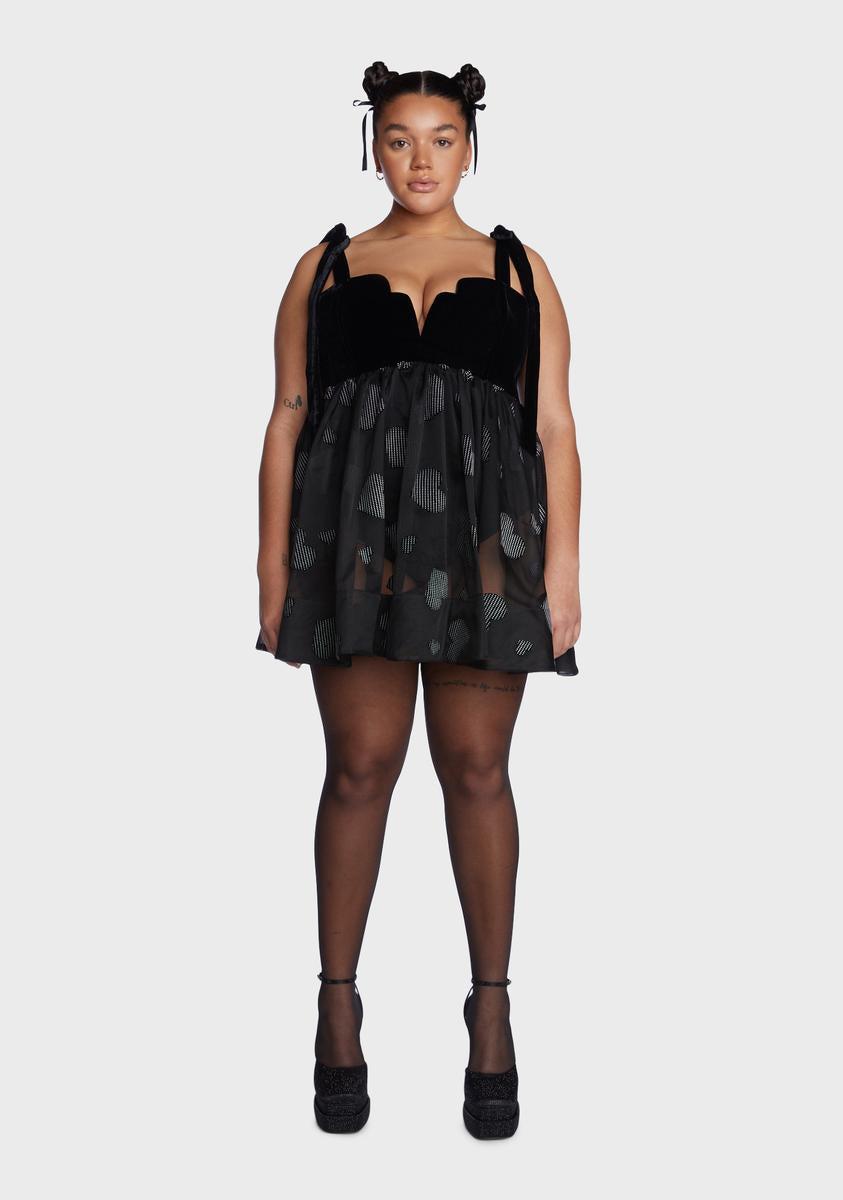For Love & Lemons Plus Size Velvet Sheer Houndstooth Heart Mini Dress - Black Dolls Kill For Love & Lemons Plus Size Velvet Sheer Houndstooth Heart Mini Dress - Black Dolls Kill