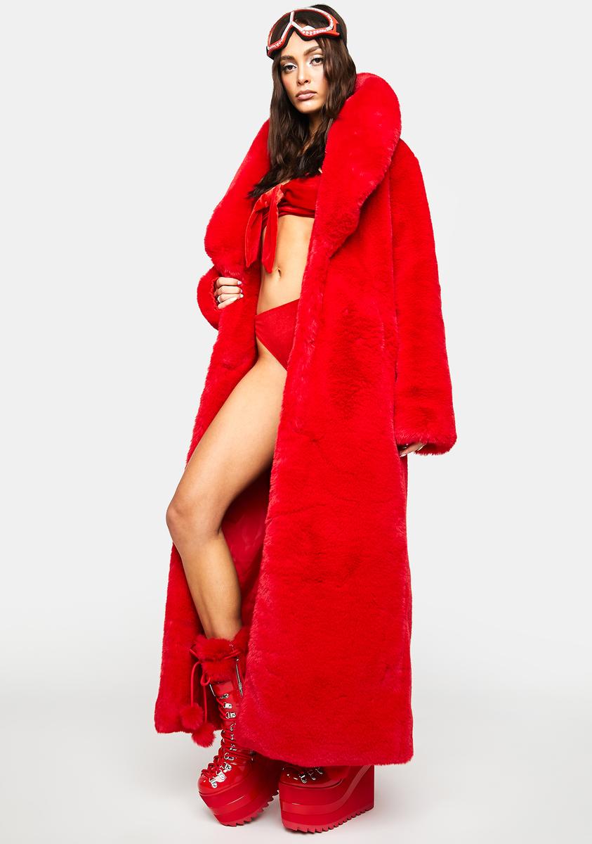 SUCH A DOLL FAUX FUR JACKET IN RED