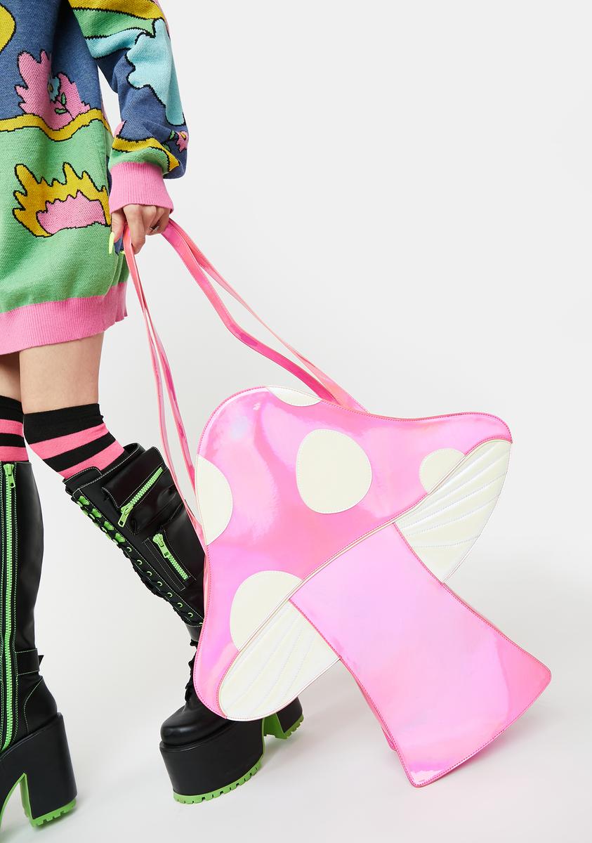 Current Mood Mushroom Mega Tote Bag - Pink Holographic  display picture 1