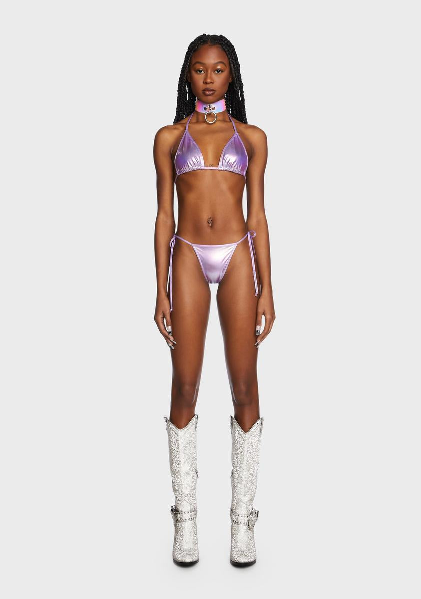 Club Exx Metallic Shimmer Bikini Set - Purple – Dolls Kill