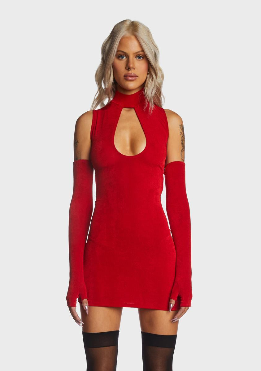 Kiki Riki Cut Out Mock Neck Mini Dress