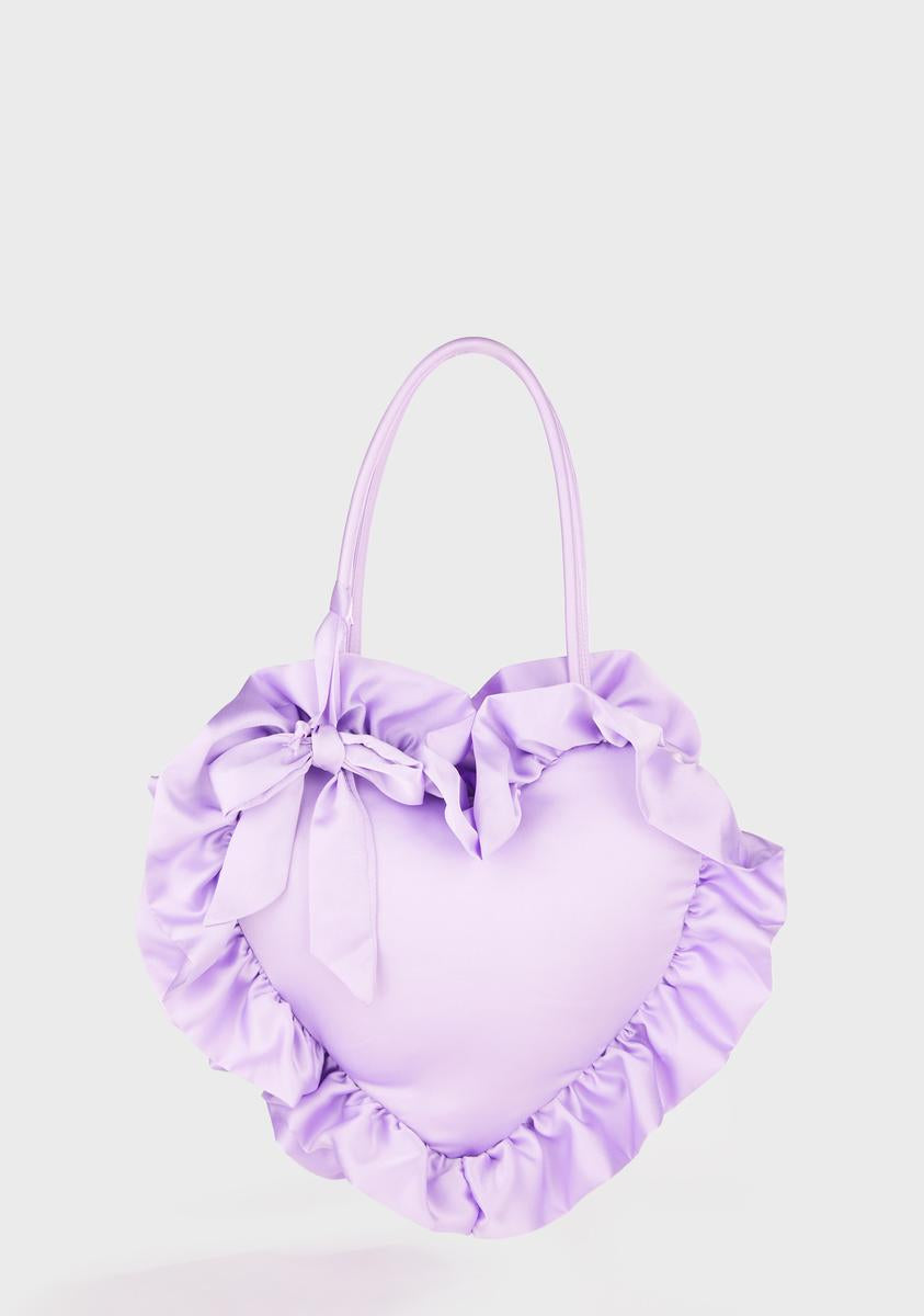 Sugar Thrillz Heart Ruffle Satin Bag - Light Purple – Dolls Kill