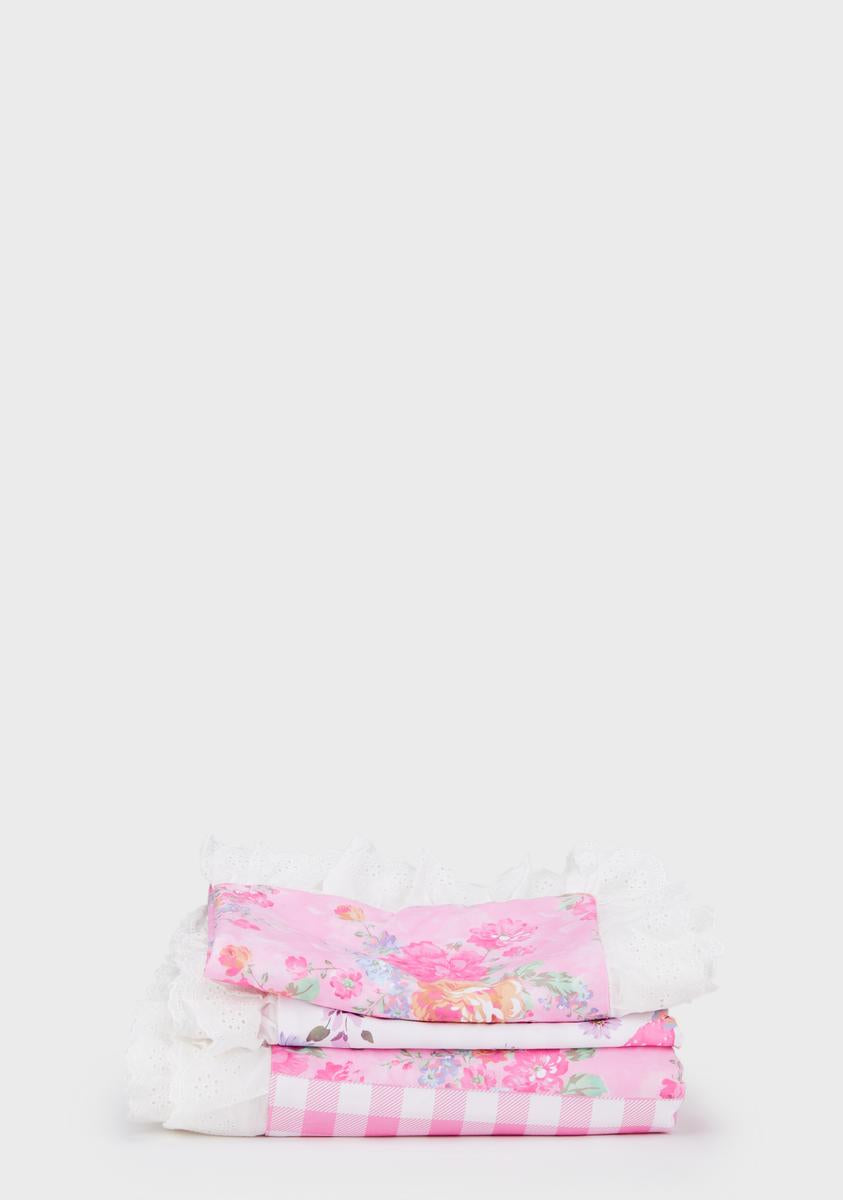 Dolls Home Gingham Mushroom Patchwork Duvet Set - Pink