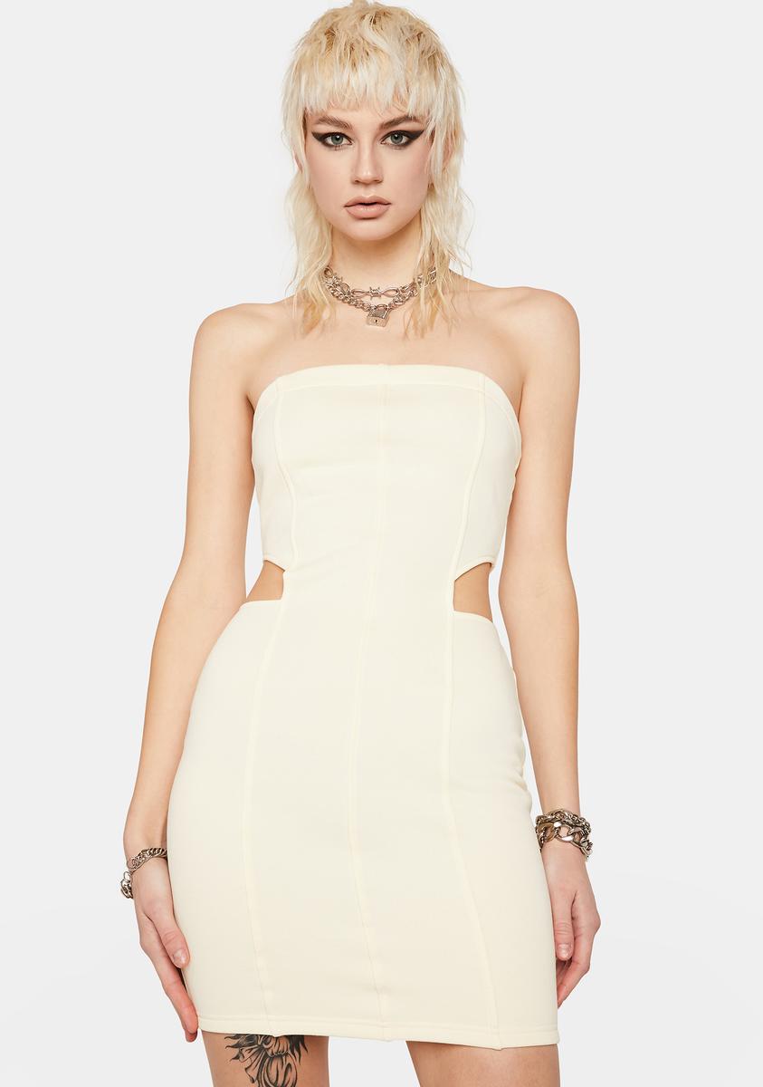 Cutout Bodycon Structured Tube Dress White – Dolls Kill