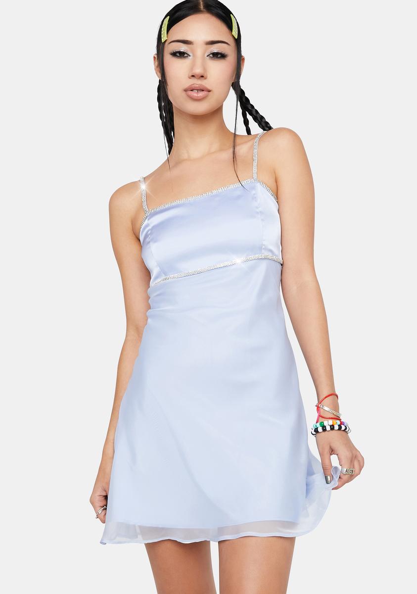 Delia's Satin Chiffon Overlay Rhinestone Mini Dress