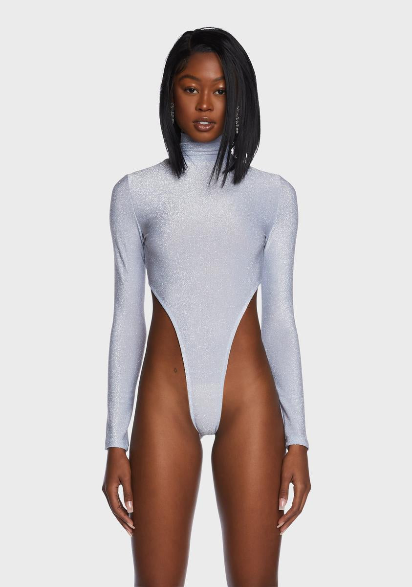 Shimmer Sparkle Bodysuit Silver Dolls Kill