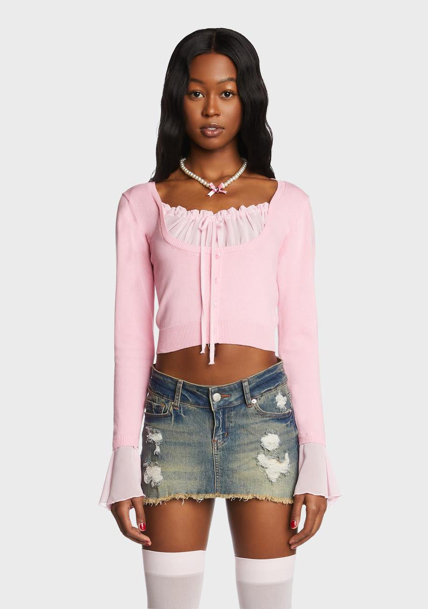 Sugar Thrillz Knit Milkmaid Crop Top - Pink – Dolls Kill