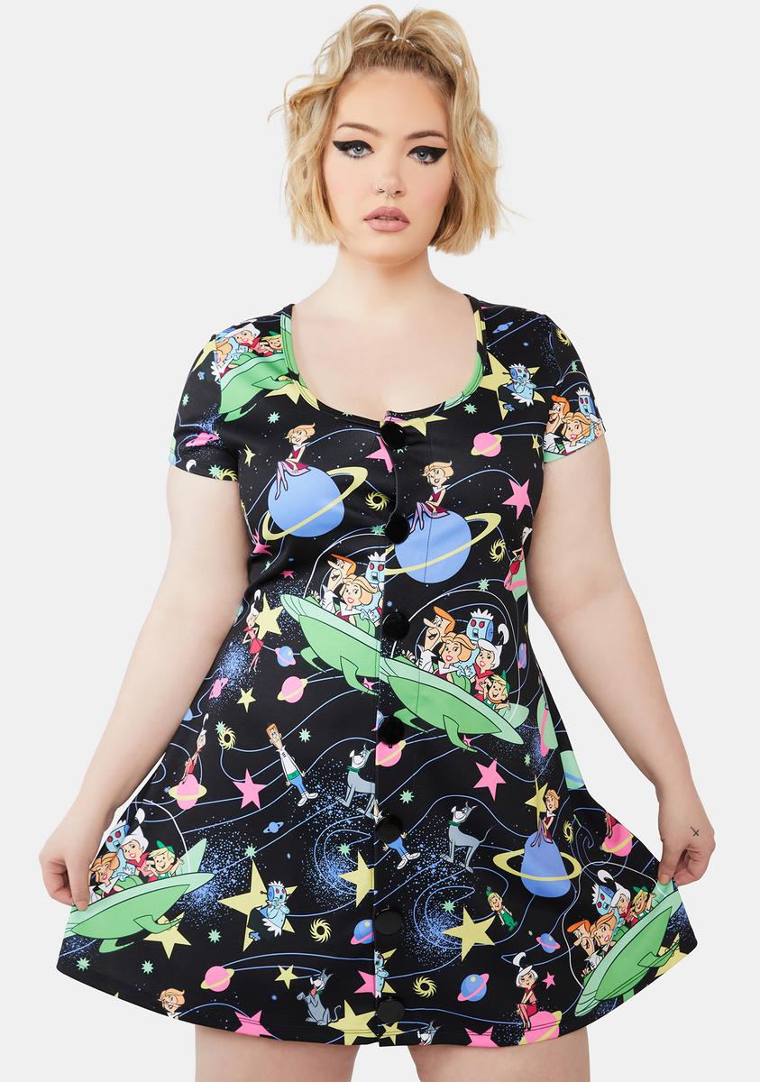 Plus Size Dolls Kill X Hanna Barbera Jetsons Print Mini Dress - Multi Plus Size Dolls Kill X Hanna Barbera Jetsons Print Mini Dress - Multi
