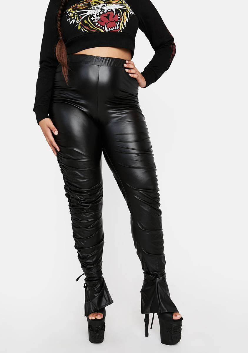 Clothing Faux Leather Ruched Pants Not Like The Rest Ruched Faux