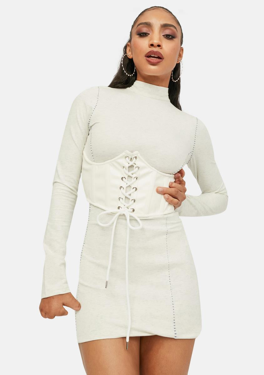 Long Sleeve Mock Neck Bustier Mini Dress
