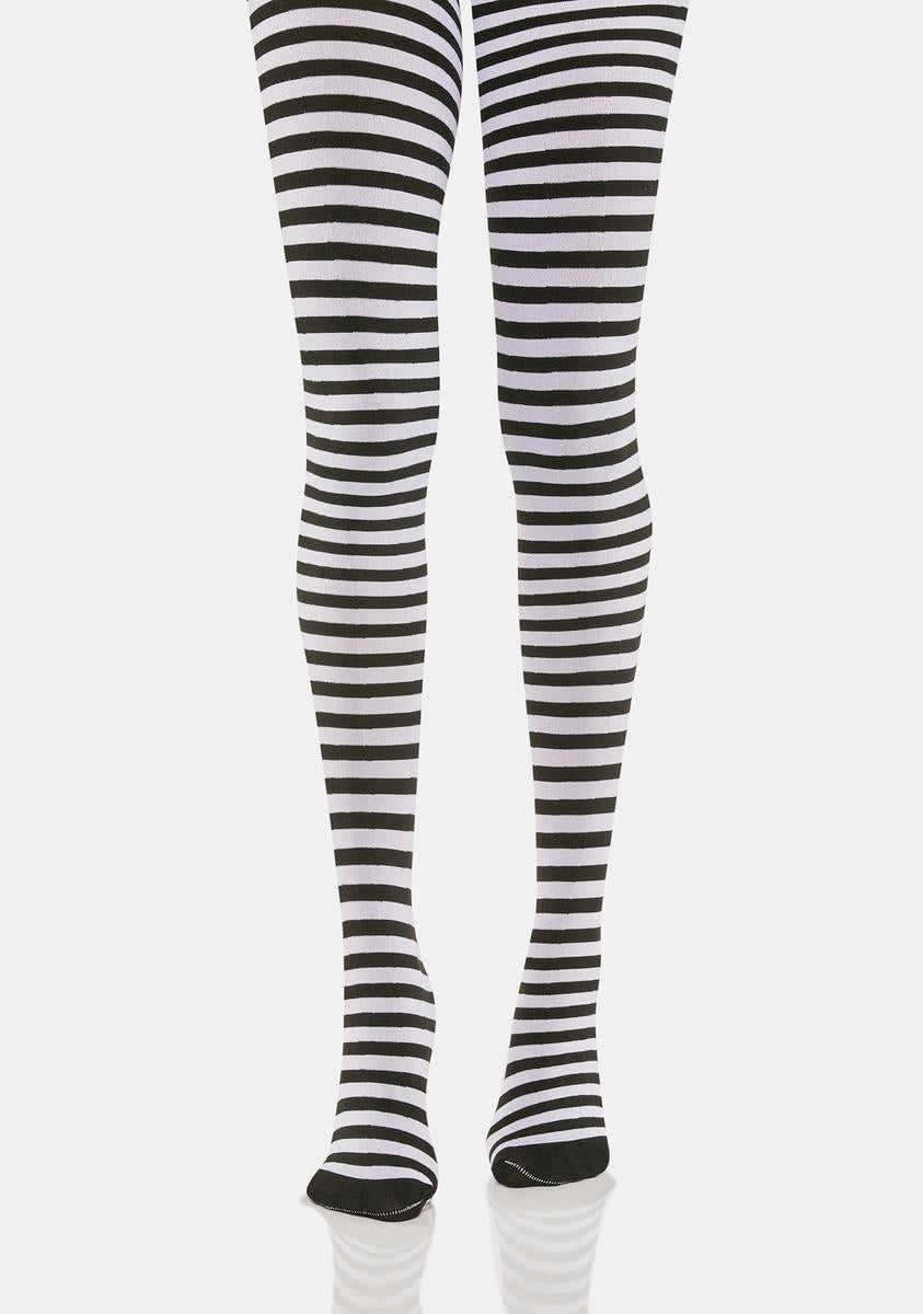 Demonia Sheer Striped Tights - Black/White – Dolls Kill