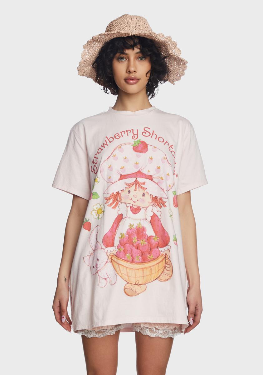 Dolls Kill X Strawberry Shortcake Oversized Graphic Tee - Pink