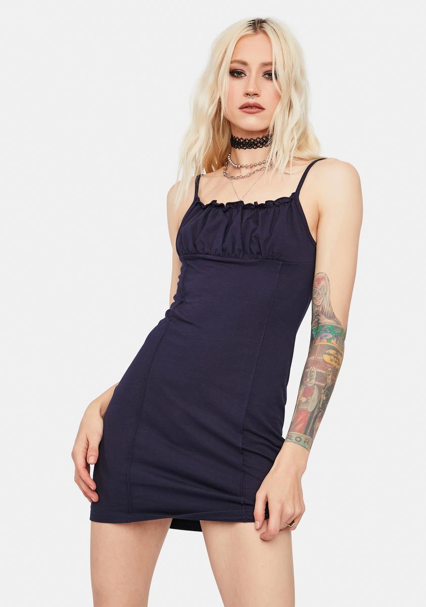 Ponte Ruched Bust Mini Dress - Navy Dolls Kill Ponte Ruched Bust Mini Dress - Navy Dolls Kill