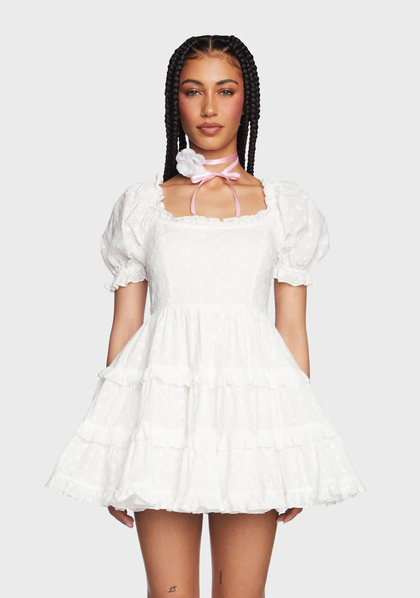 Sugar Thrillz Floral Eyelet Babydoll Dress