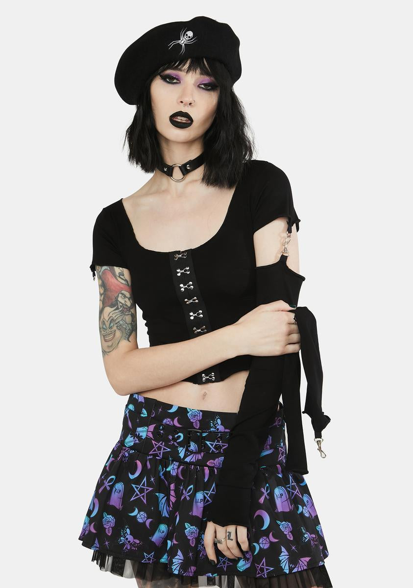 The Grave Girls Convertible Long Sleeve Top - Black