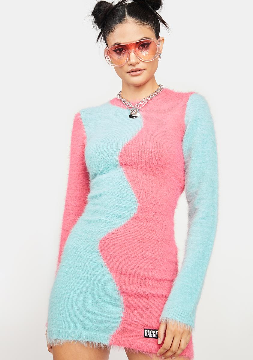 manifest mini dress The Ragged Priest Two Tone Wavy Long Sleeve Mini Dress – Dolls Kill