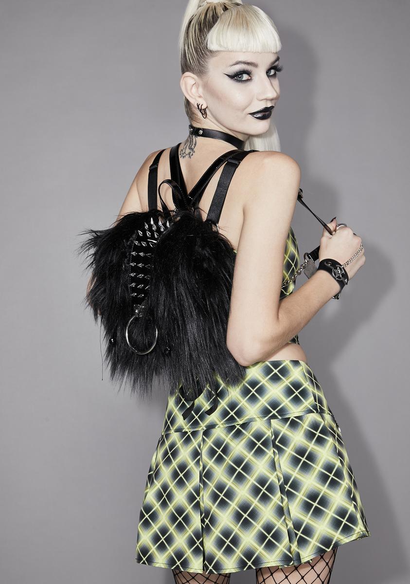 dollskill mini furry backpack Star-Shaped Widow Vegan Leather Spiked Faux