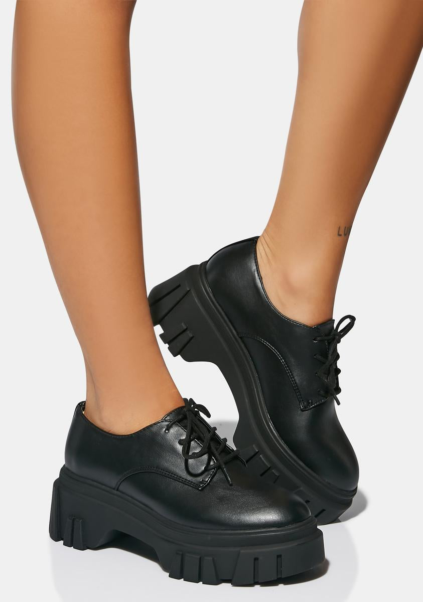 Chinese Laundry Platform Vegan Leather Oxfords Black – Dolls Kill