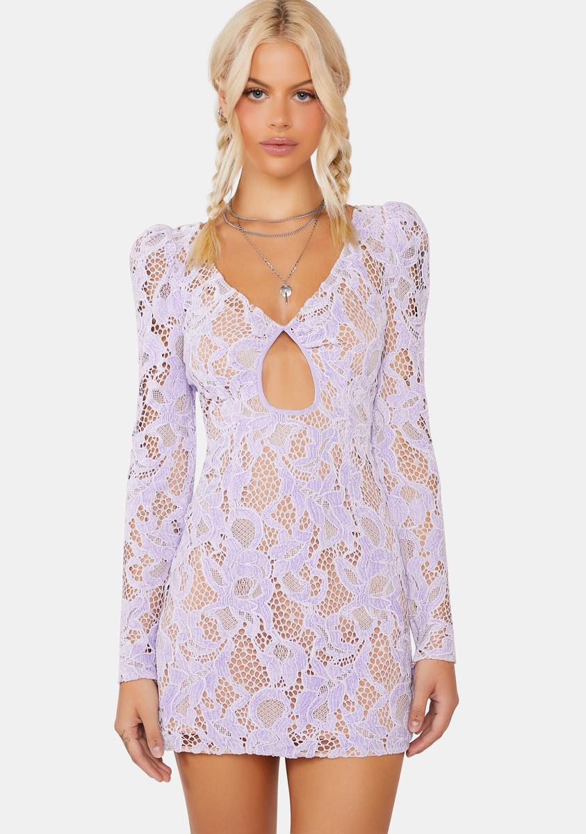For Love & Lemons Chenille Lace Cutout Mini Dress - Purple For Love & Lemons Chenille Lace Cutout Mini Dress - Purple