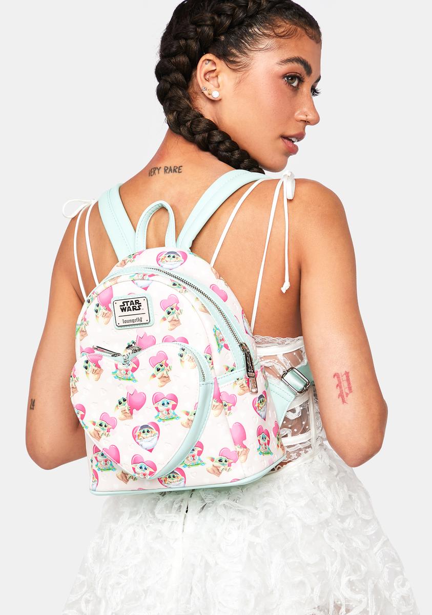 enchanted rose mini backpack Loungefly Star Wars Mandalorian Grogu Adjustable Straps Zipper Closure Miniature Backpack