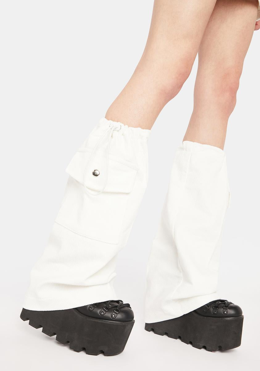 Dazed Studio Utility Leg Warmers - White – Dolls Kill