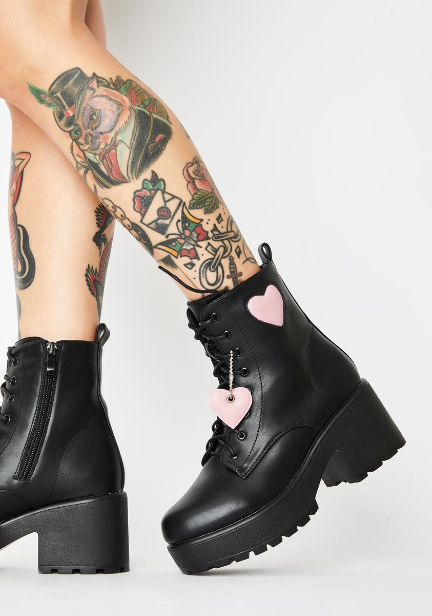 Koi Footwear Pink Heart Gin Platform Boots – Dolls Kill