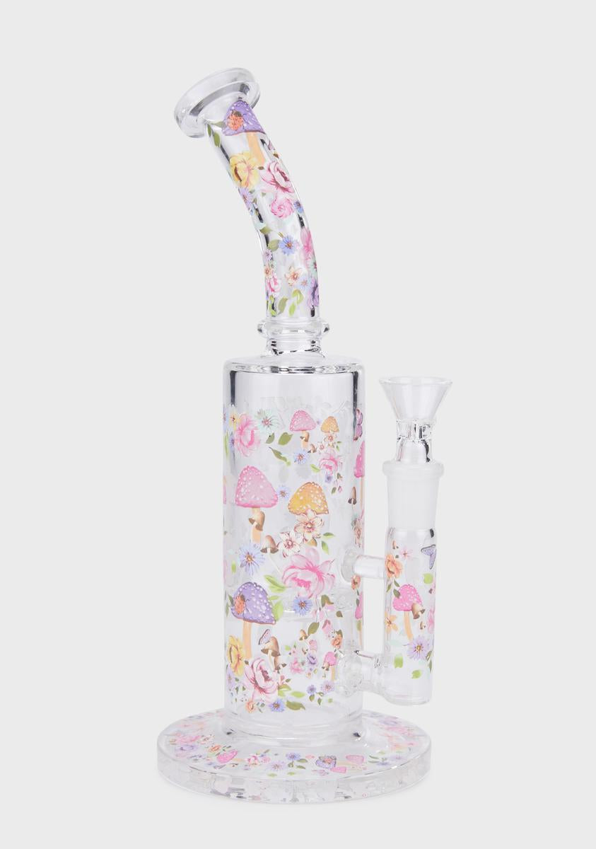 Dolls Home Mushroom Floral Glass Bong - Multi