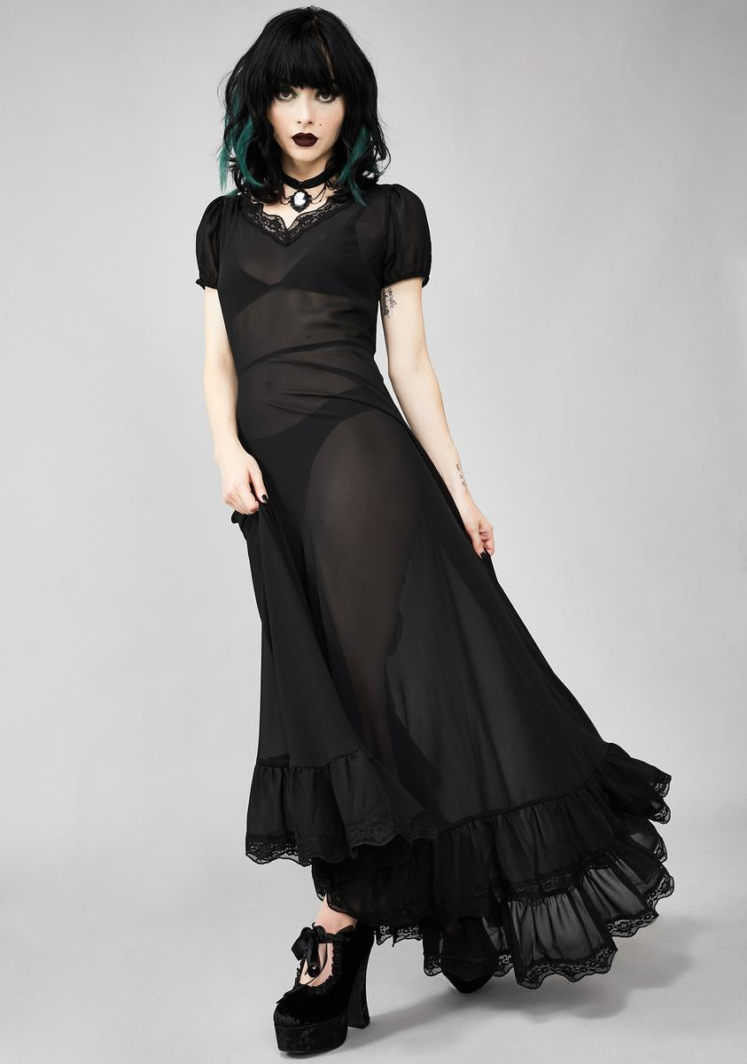 Widow Sheer Chiffon Maxi Dress Black Widow Sheer Chiffon Maxi Dress Black