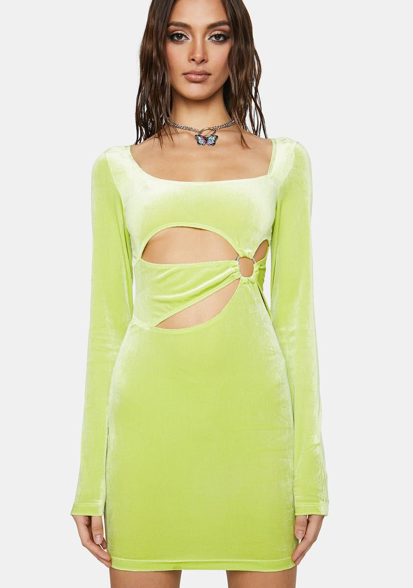Velvet Cut Out Long Sleeve Mini Dress