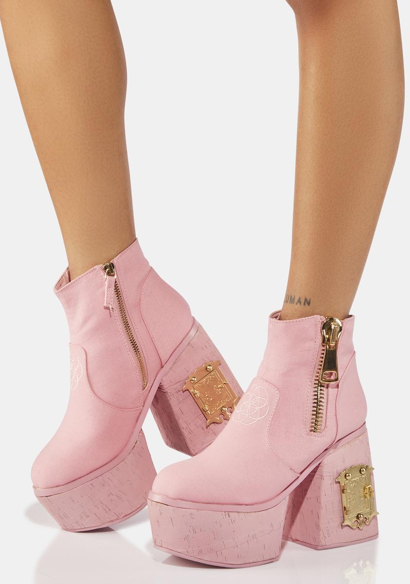 Pink platform ankle boots hotsell