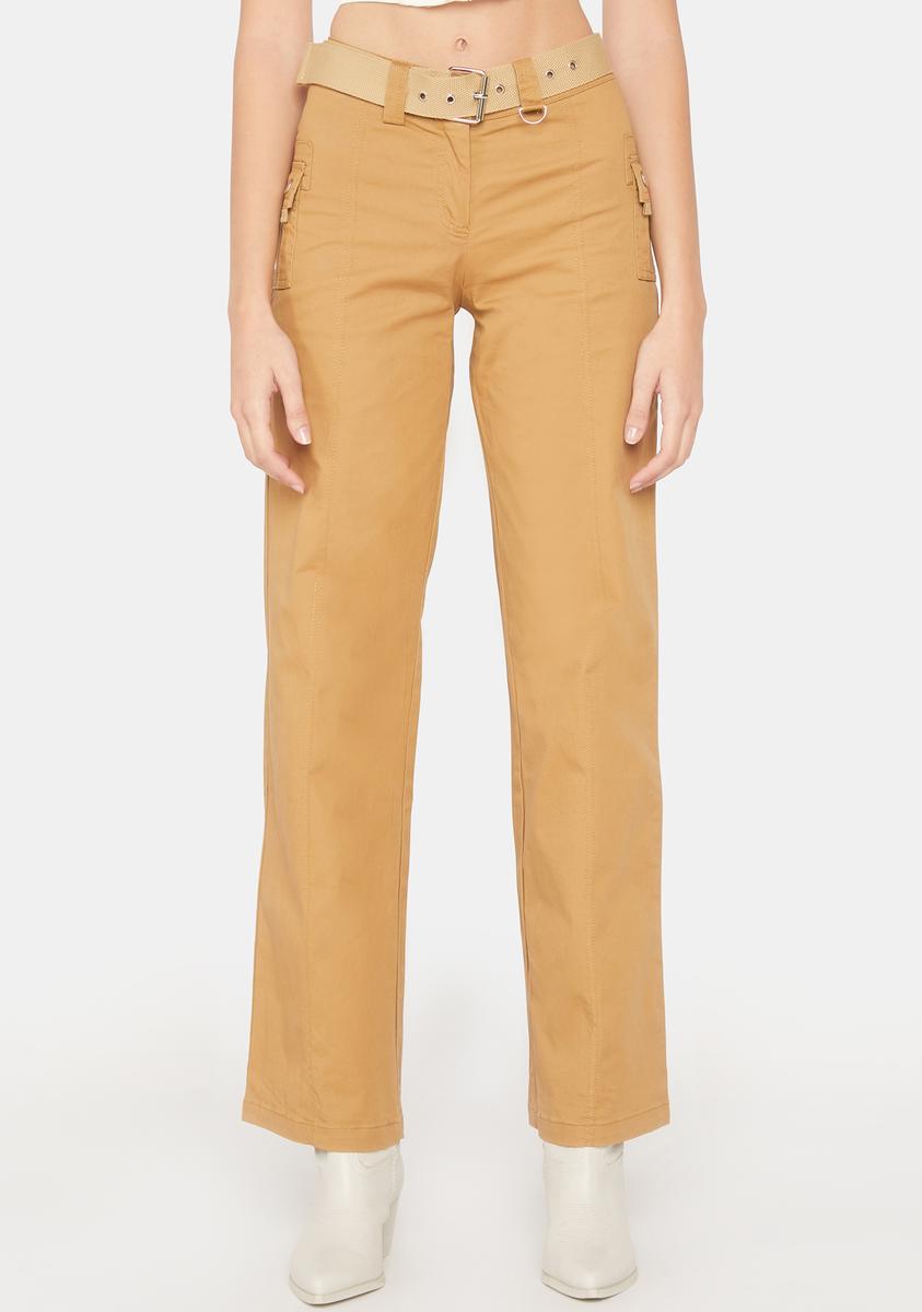Edikted Relaxed Low Rise Cargo Pants Camel Dolls Kill