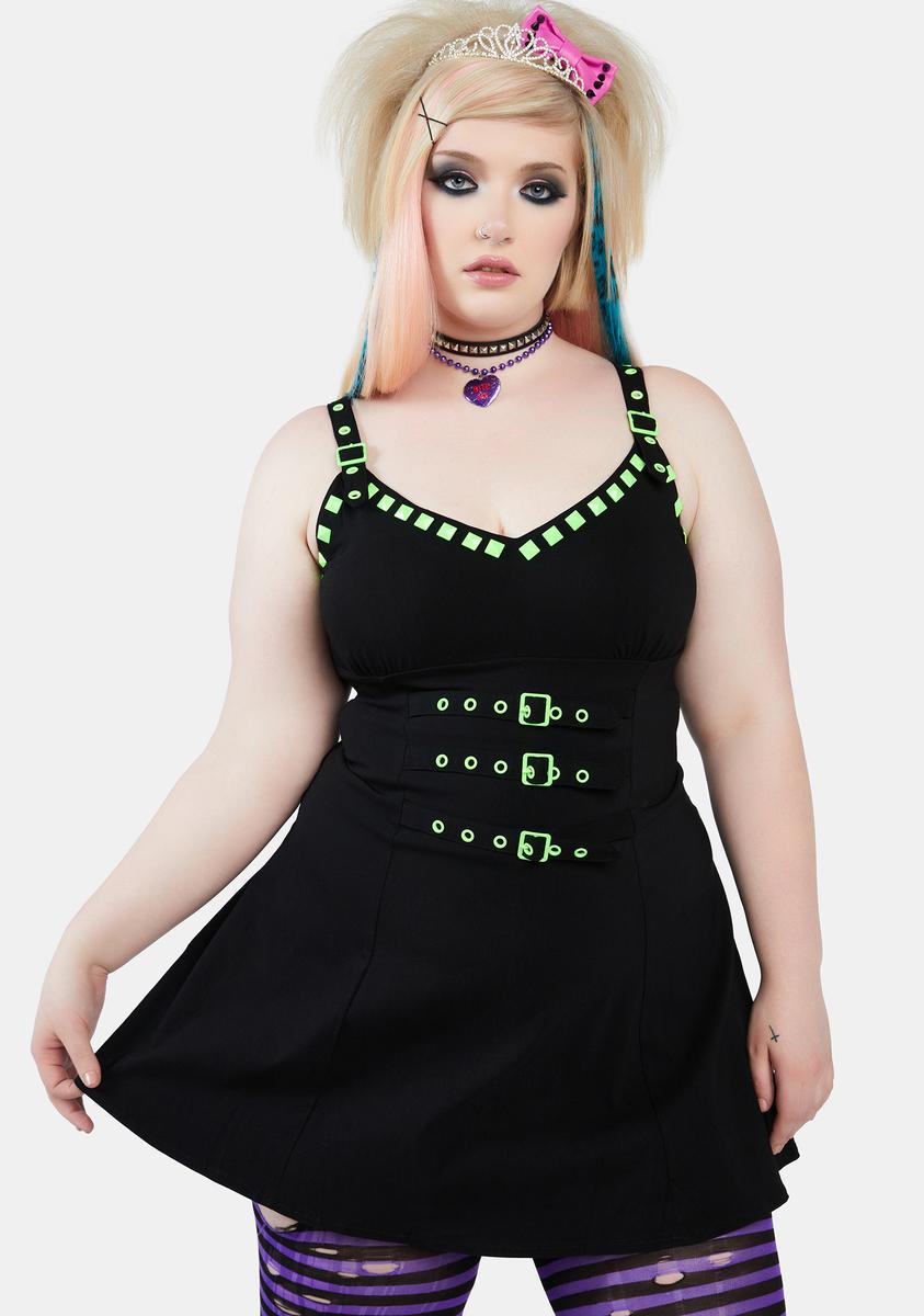 The Grave Girls Plus Size Buckled Stud Sleeveless Mini Dress