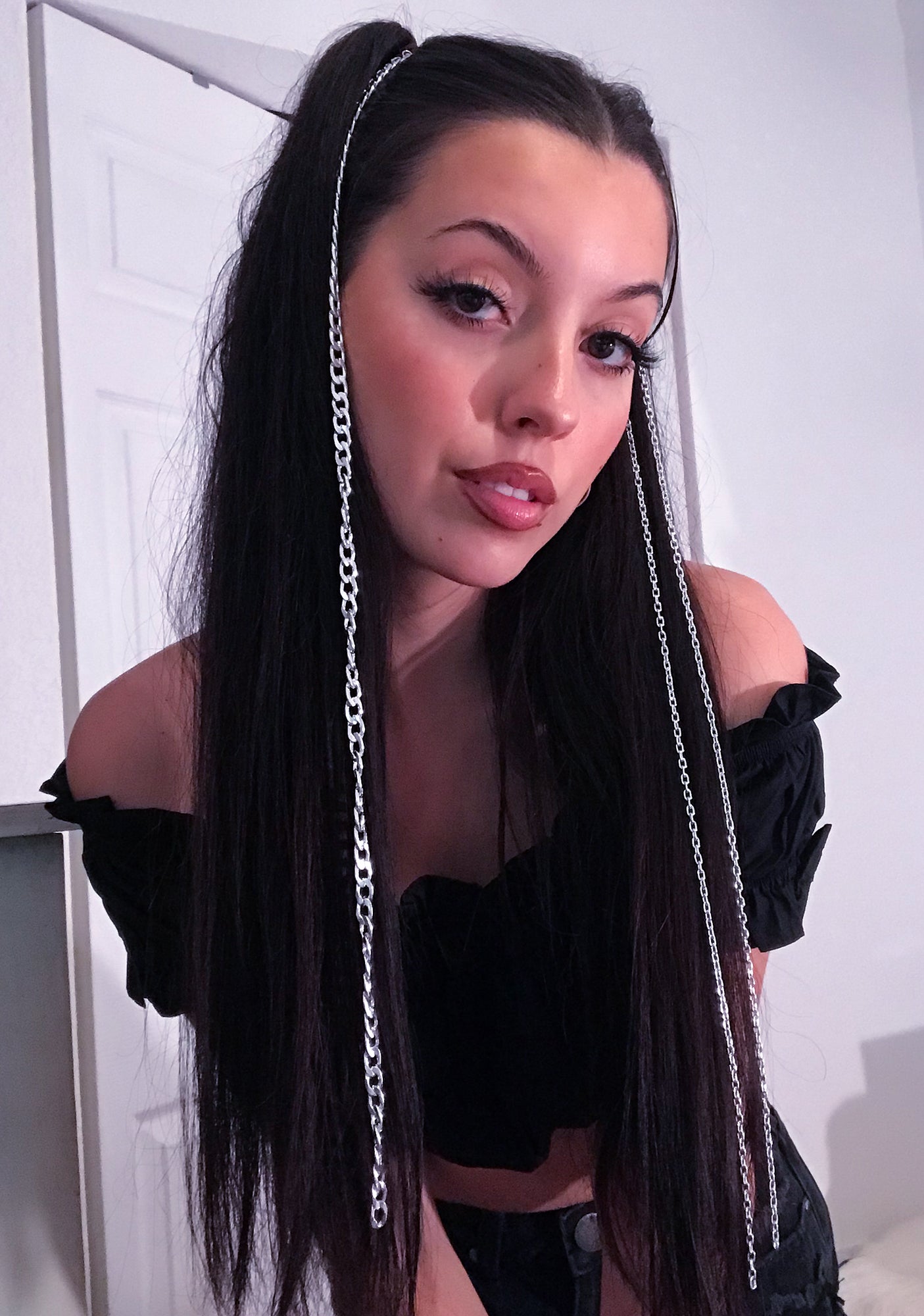 Silver Chain Clip In Hair Extensions Dolls Kill